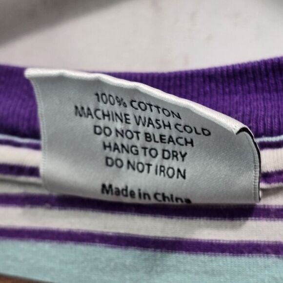 Teddy Fresh T Shirt Mens Large Blue Purple Short Sleeve Crew Striped Ringer - Picture 8 of 14